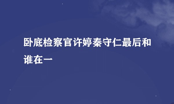 卧底检察官许婷秦守仁最后和谁在一