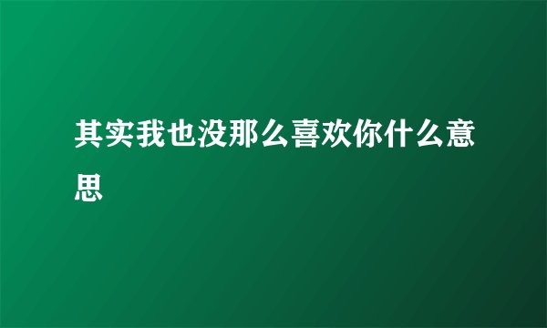 其实我也没那么喜欢你什么意思