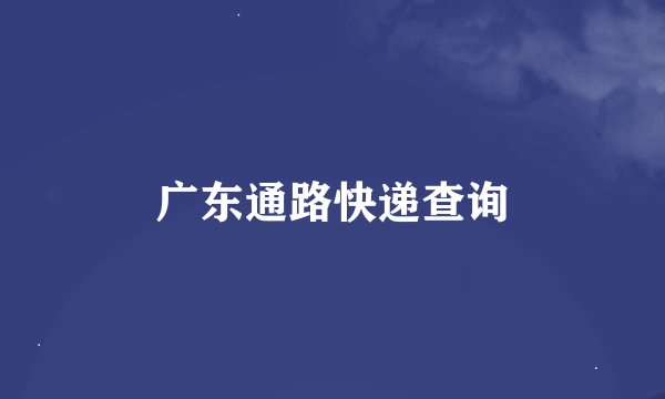 广东通路快递查询