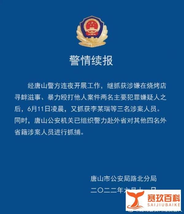烧烤店打人事件已抓获5人 警方正着力抓捕外省籍涉案人