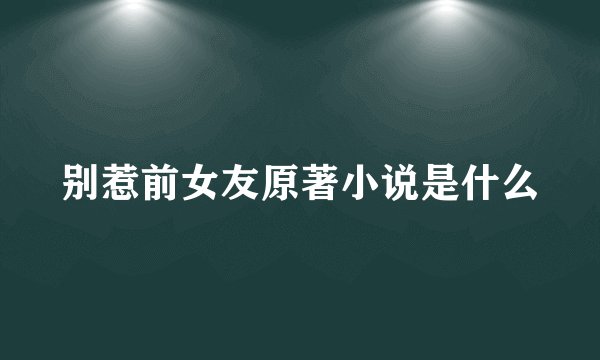 别惹前女友原著小说是什么