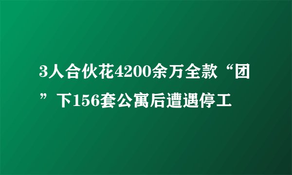 3人合伙花4200余万全款“团”下156套公寓后遭遇停工