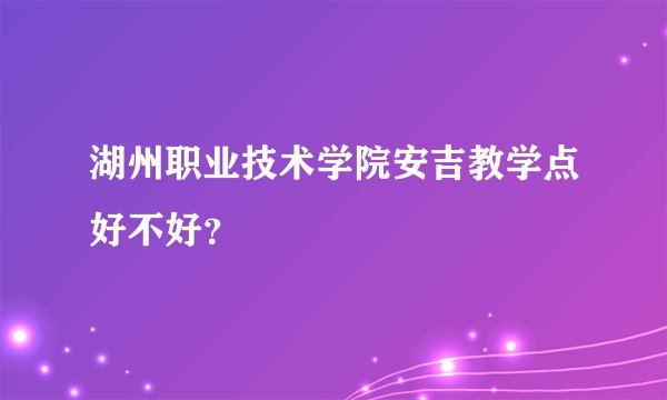 湖州职业技术学院安吉教学点好不好？