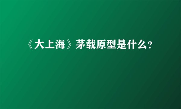 《大上海》茅载原型是什么？