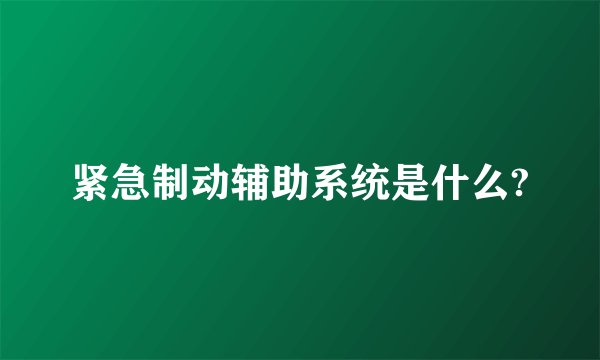紧急制动辅助系统是什么?