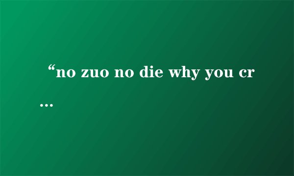 “no zuo no die why you cry” 的下一句是什么？