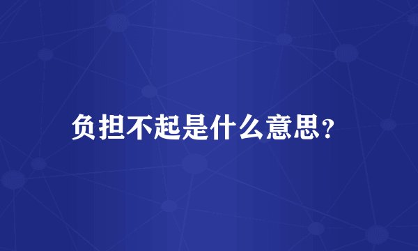 负担不起是什么意思？