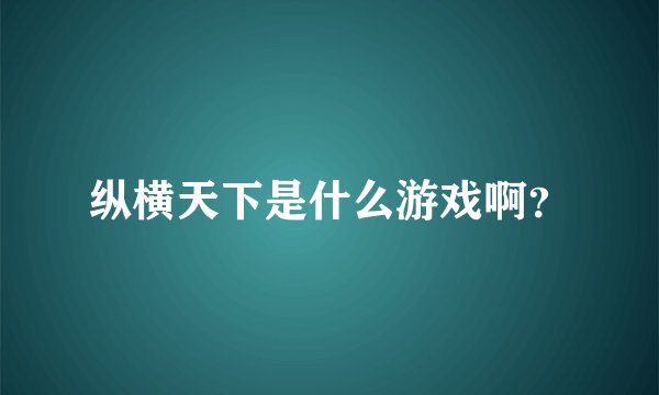 纵横天下是什么游戏啊？