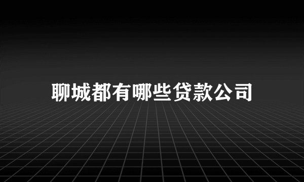 聊城都有哪些贷款公司