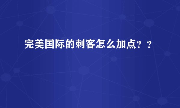 完美国际的刺客怎么加点？？