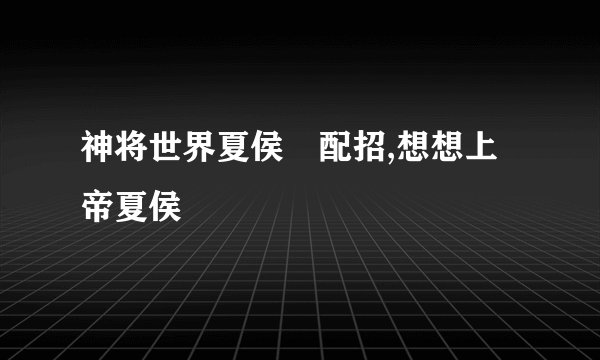 神将世界夏侯惇配招,想想上帝夏侯惇
