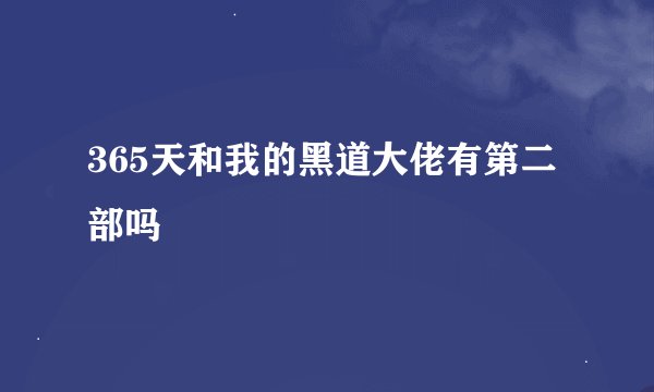 365天和我的黑道大佬有第二部吗