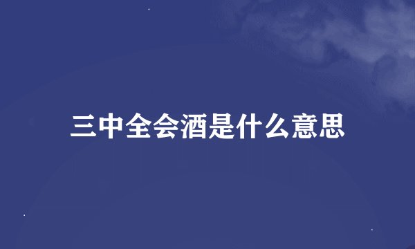 三中全会酒是什么意思