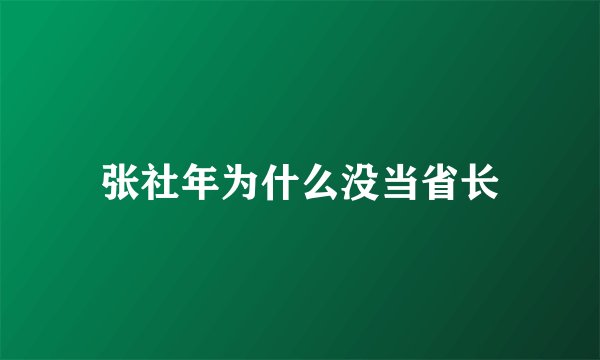 张社年为什么没当省长