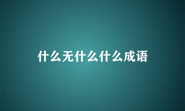 什么无什么什么成语