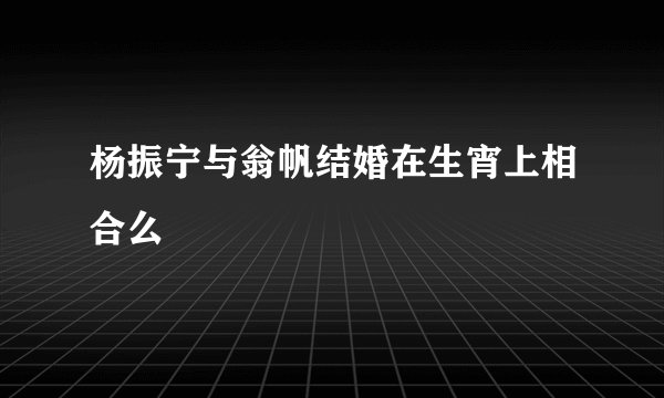 杨振宁与翁帆结婚在生宵上相合么