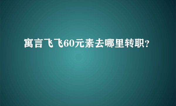 寓言飞飞60元素去哪里转职？