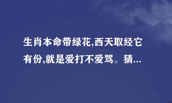 生肖本命带绿花,西天取经它有份,就是爱打不爱骂。猜一个动物,来猜猜...