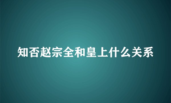 知否赵宗全和皇上什么关系