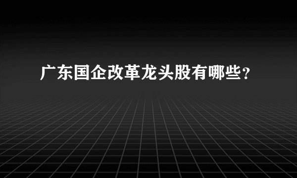 广东国企改革龙头股有哪些？