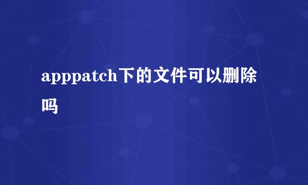 apppatch下的文件可以删除吗