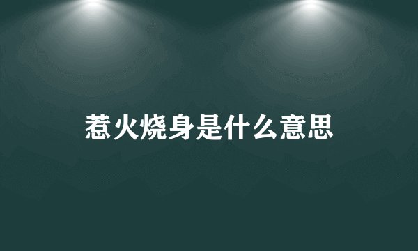 惹火烧身是什么意思