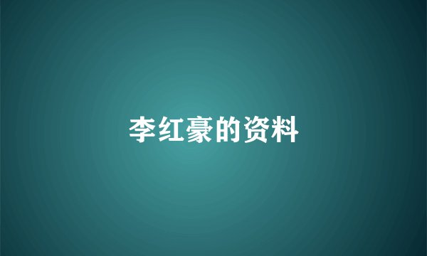 李红豪的资料