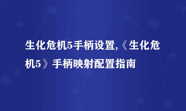 生化危机5手柄设置,《生化危机5》手柄映射配置指南