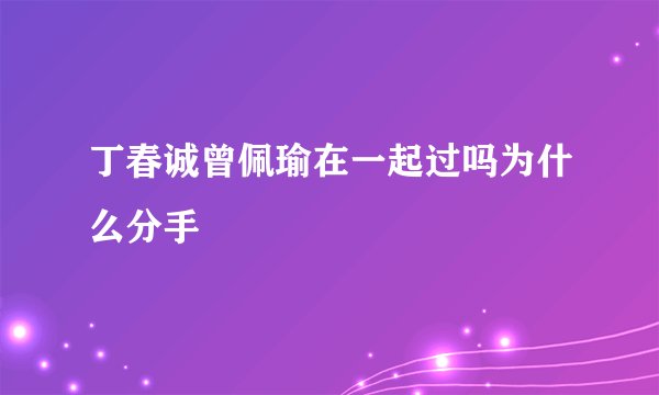 丁春诚曾佩瑜在一起过吗为什么分手