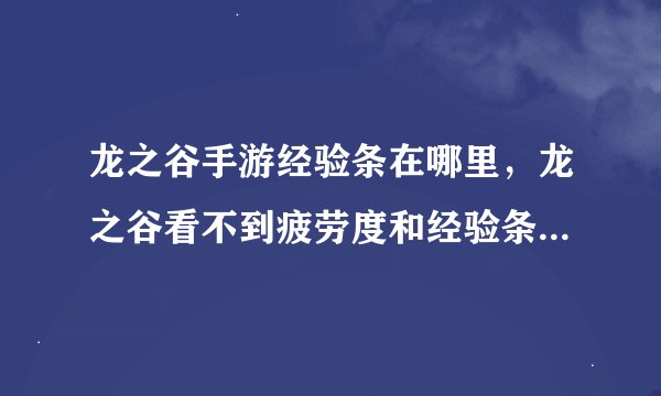 龙之谷手游经验条在哪里，龙之谷看不到疲劳度和经验条是怎么回事啊
