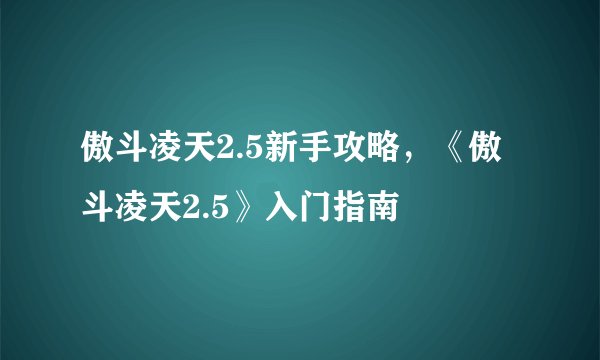 傲斗凌天2.5新手攻略，《傲斗凌天2.5》入门指南