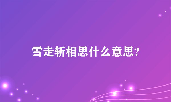 雪走斩相思什么意思?