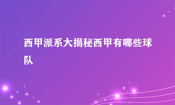 西甲派系大揭秘西甲有哪些球队