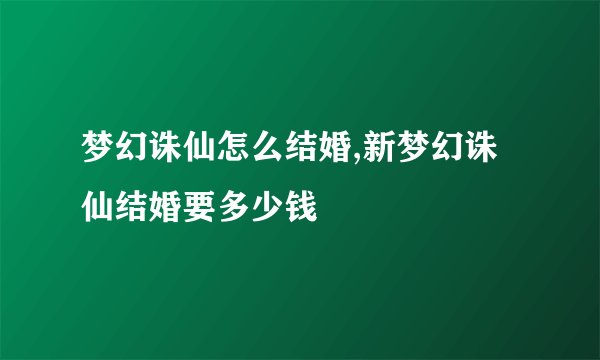 梦幻诛仙怎么结婚,新梦幻诛仙结婚要多少钱