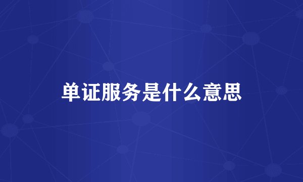 单证服务是什么意思