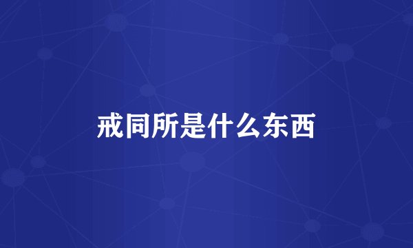 戒同所是什么东西