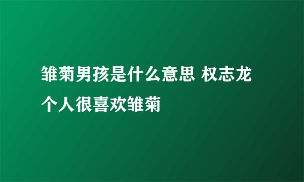 雏菊男孩是什么意思 权志龙个人很喜欢雏菊