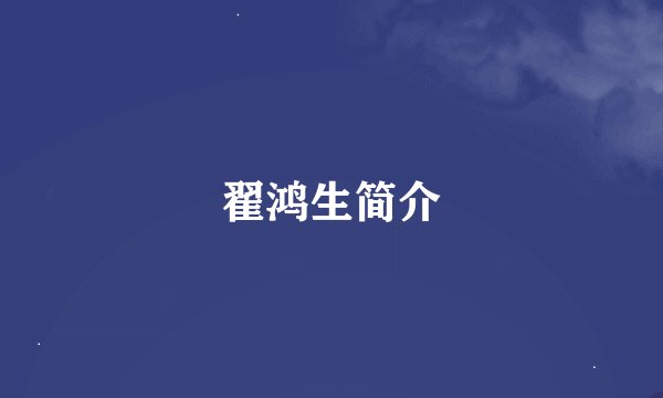 翟鸿生简介