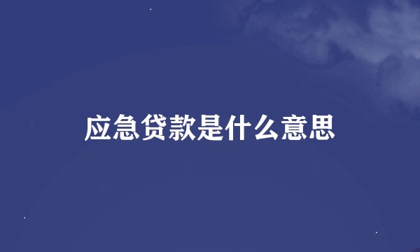 应急贷款是什么意思