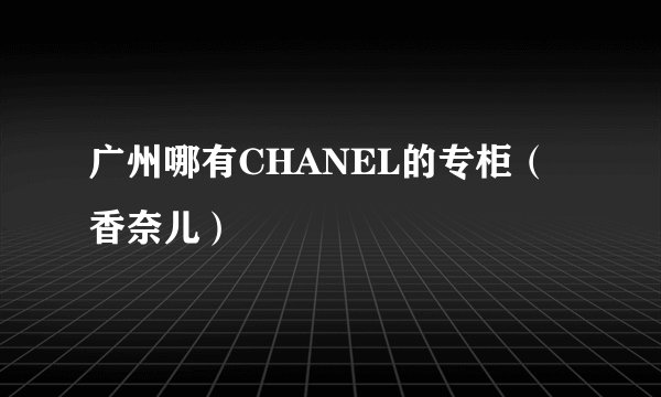 广州哪有CHANEL的专柜（香奈儿）