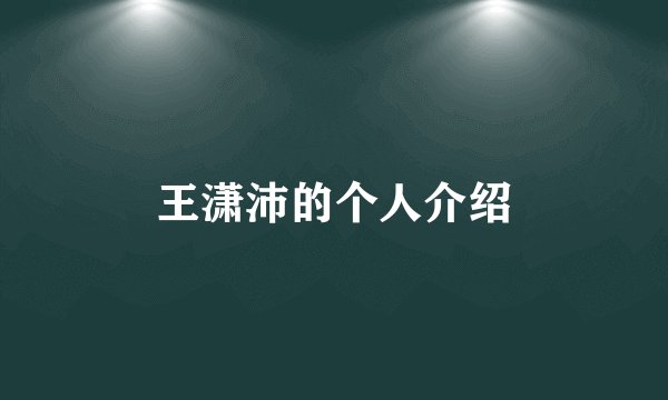 王潇沛的个人介绍