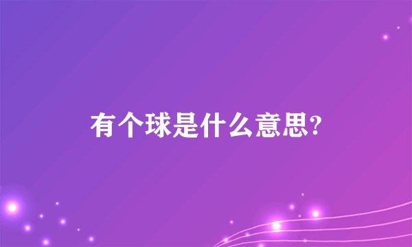 有个球是什么意思?