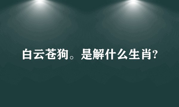 白云苍狗。是解什么生肖?