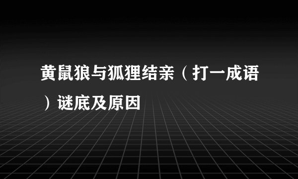 黄鼠狼与狐狸结亲（打一成语）谜底及原因