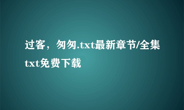 过客，匆匆.txt最新章节/全集txt免费下载