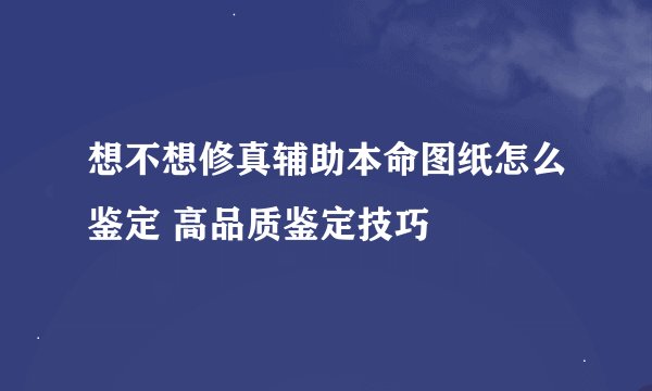 想不想修真辅助本命图纸怎么鉴定 高品质鉴定技巧
