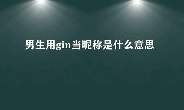 男生用gin当昵称是什么意思