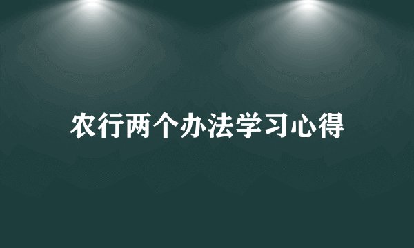 农行两个办法学习心得