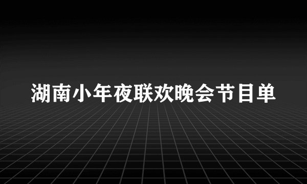 湖南小年夜联欢晚会节目单