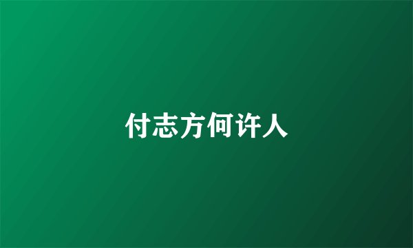 付志方何许人